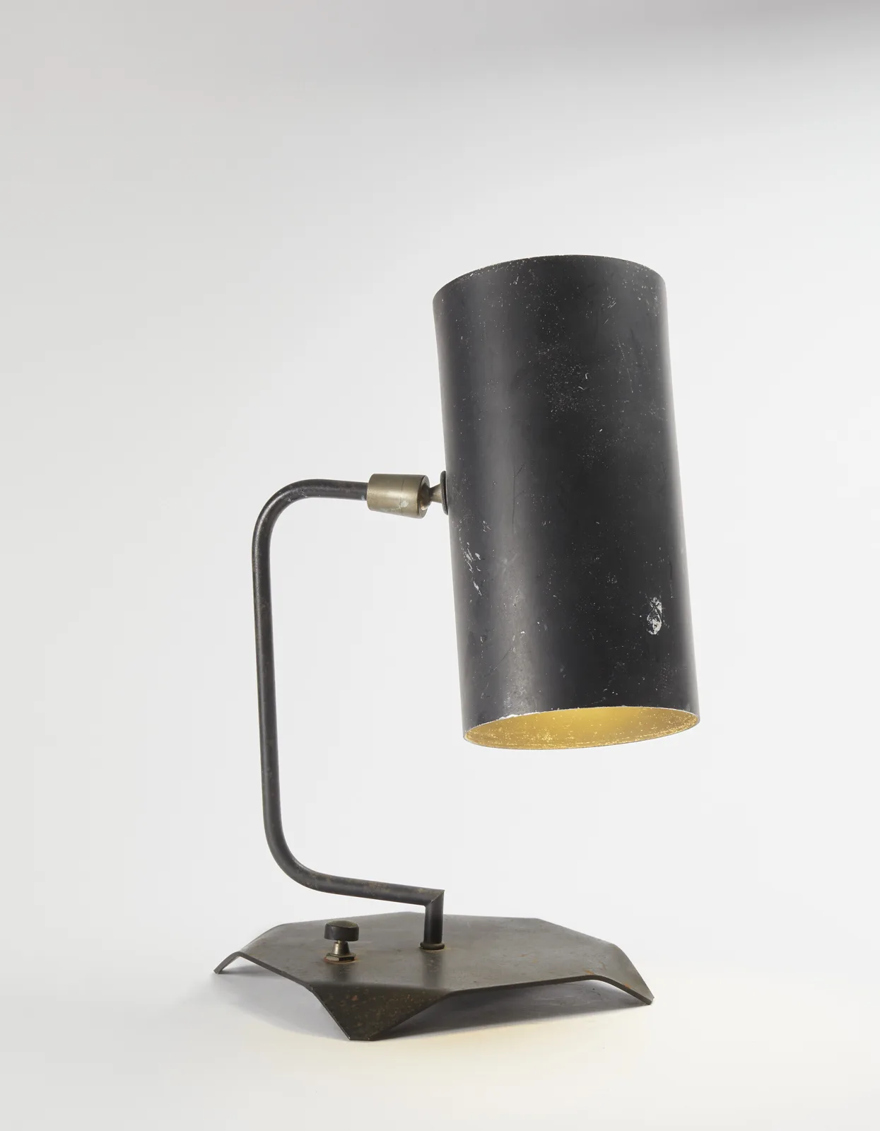 Lampe de bureau Tuyau de Serge Mouille, édition Steph Simon vers 1959, tôle laquée noire