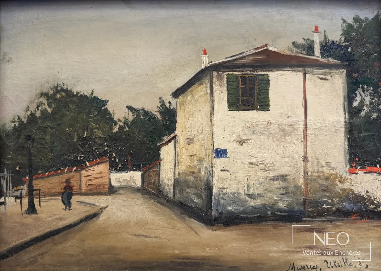 Maurice Utrillo, Montmartre, la maison de Berlioz rue du Mont-Cenis, huile sur toile