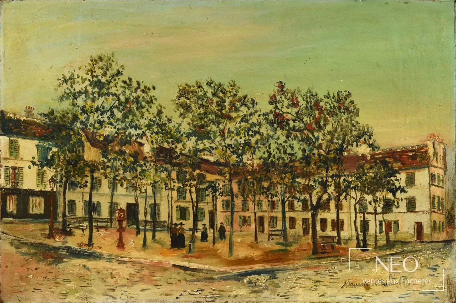 Maurice Utrillo, La place du Tertre à Montmartre, vers 1919, huile sur carton vendue par NEO Enchères