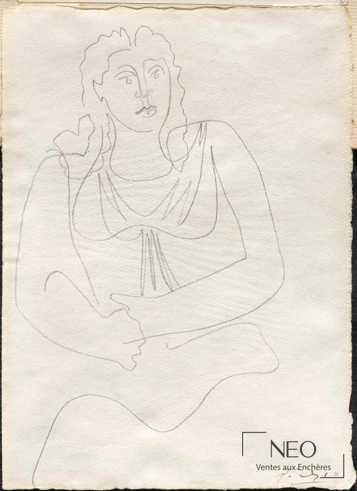 Pablo Picasso, Femme assise, dessin au crayon de 1924 pour le ballet Mercure, adjugé 53 950 € par NEO Enchères