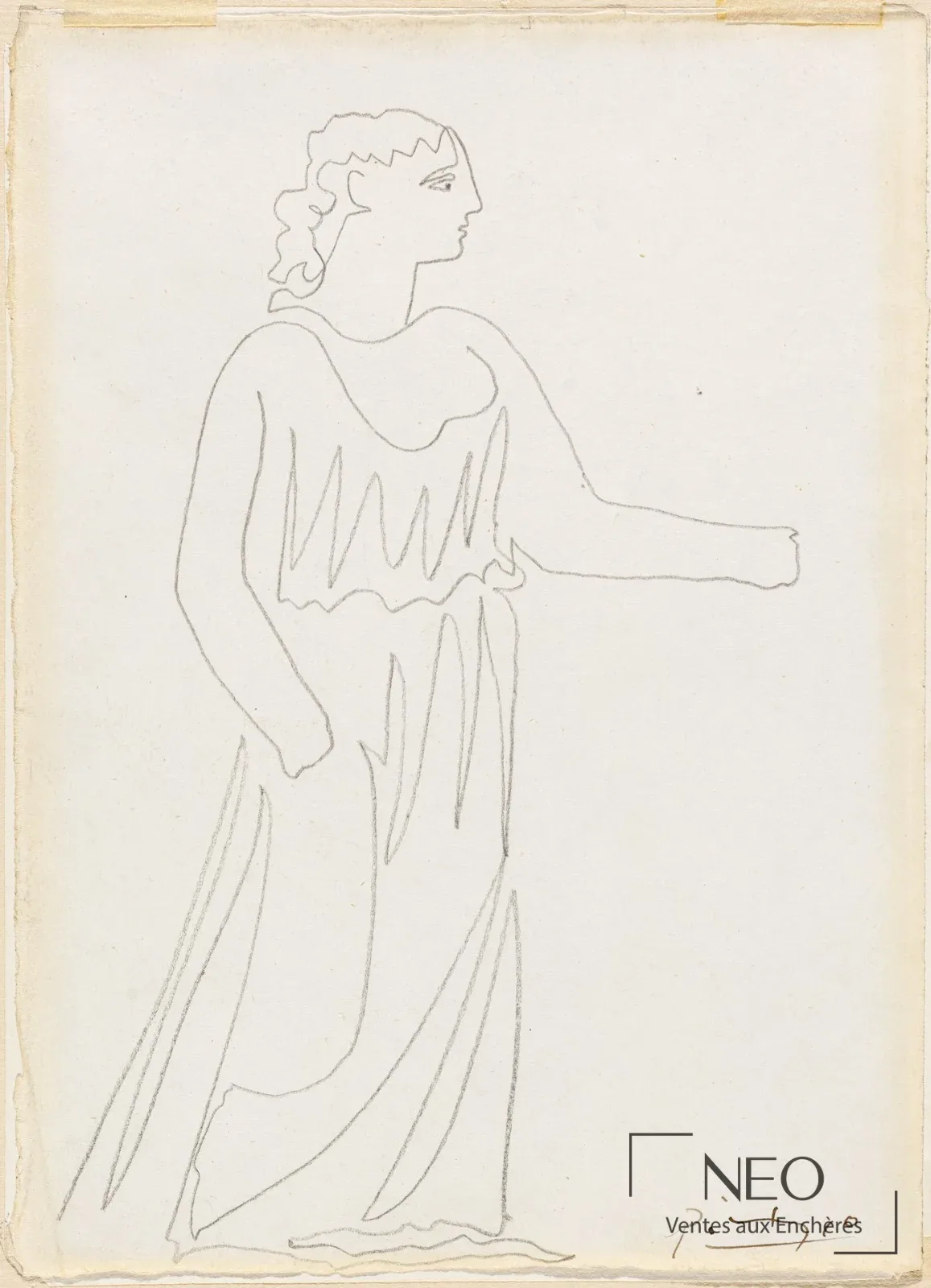 Pablo Picasso, Femme debout, verso du dessin de 1924 pour le ballet Mercure