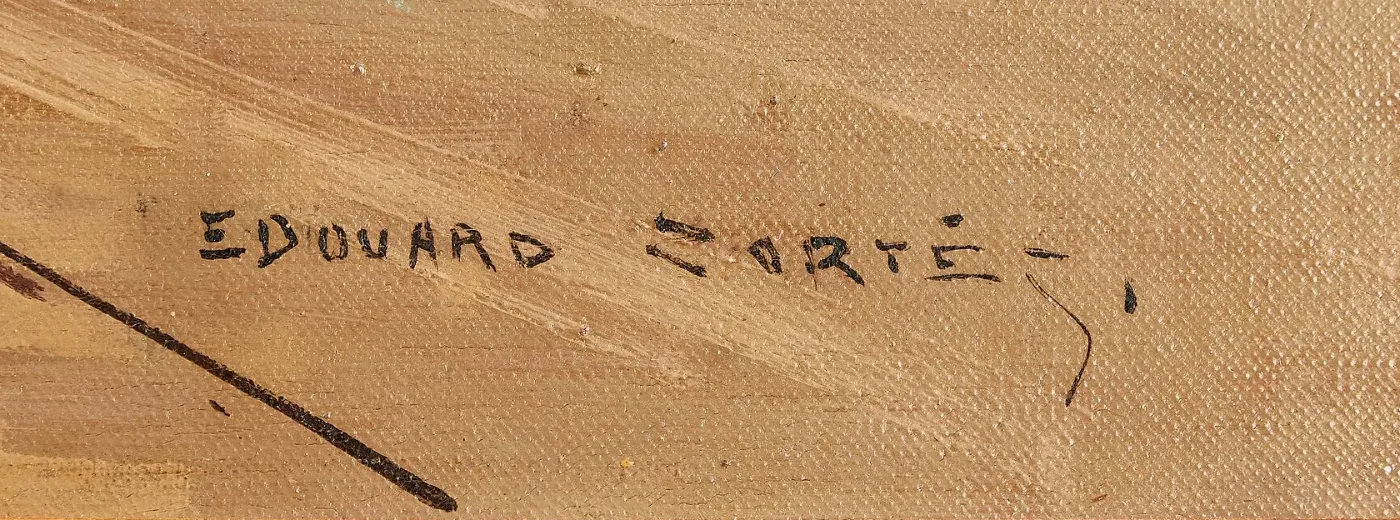 Signature Edouard Cortès en capitales peintes sur la toile Vers le Palais du Trocadéro