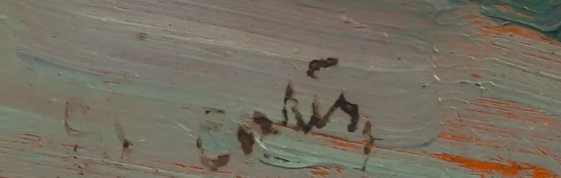 Signature cursive Cortès sur la Vue du lavoir à Lagny d'Édouard Cortès