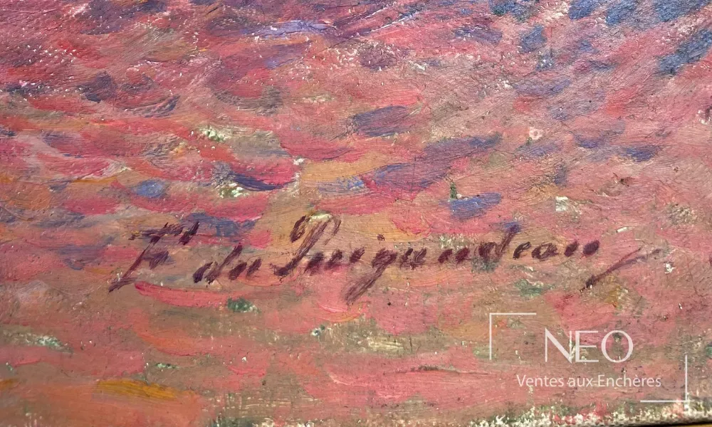 Signature F. du Puigaudeau peinte en bas à droite d'une huile sur toile