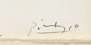 Signature Picasso au crayon graphite sur un dessin de 1924