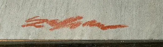 Signature Szafran tracée en rouge en bas à droite d'un pastel de 1980